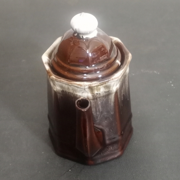 VINTAGE McCoy Speckle Drip Glaze Art Pottery Teapot - Picture 4 of 9